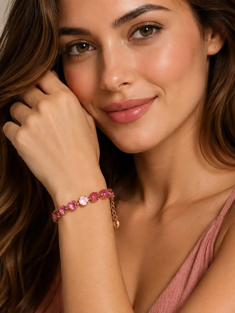 Raspberry Blush Tennis Bracelet Created with Crystals by Swarovski®, Rose Gold